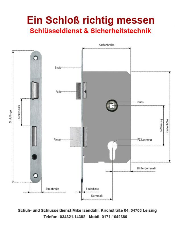 WILKA 1438 Rohrrahmen-Einsteckschloss PZ 8mm Nuss Falle umlegbar Dorn30/35/40/45 